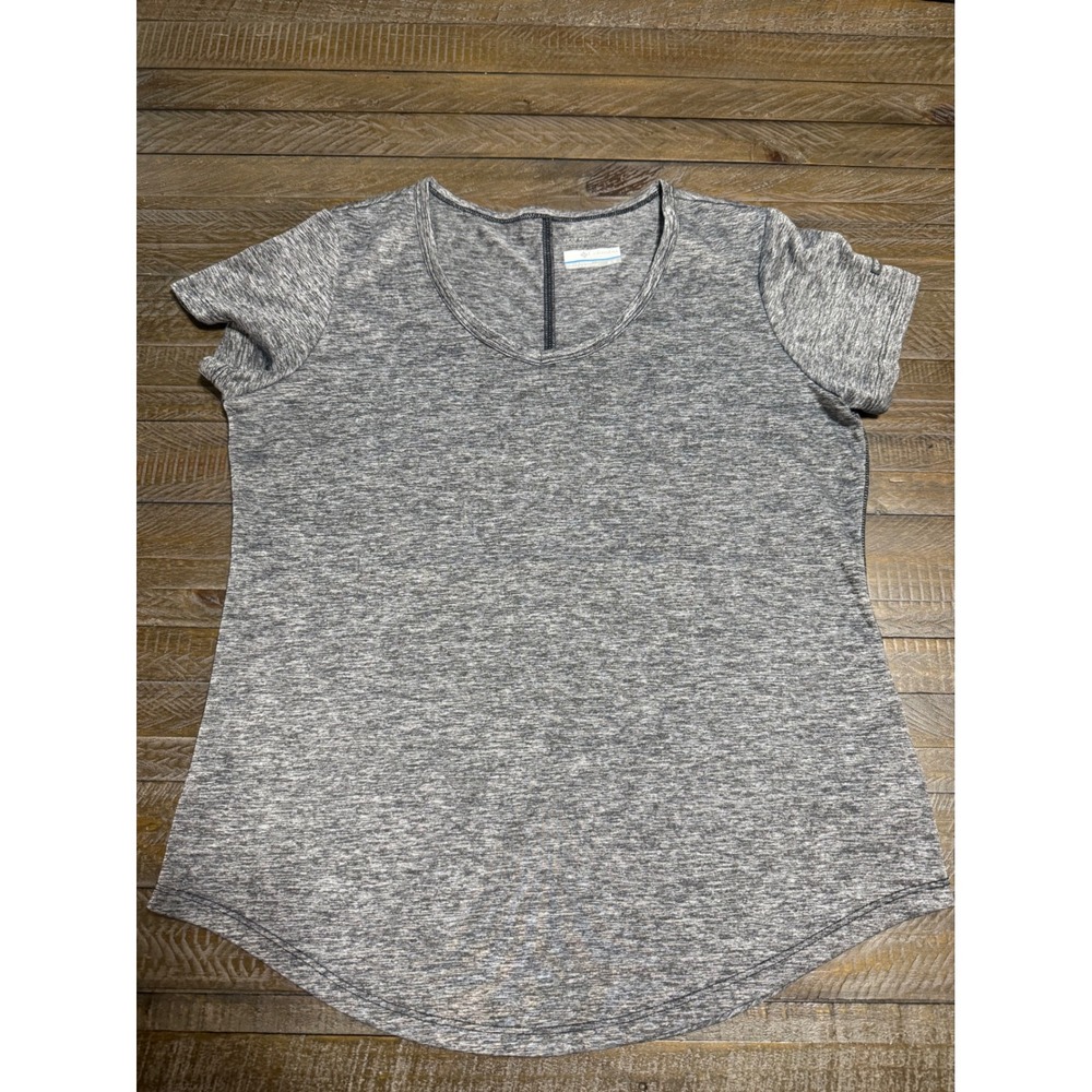 Columbia Omni-Wick Top Medium Grey Heather Performance Short Sleeve Preloved - Picture 2 of 6